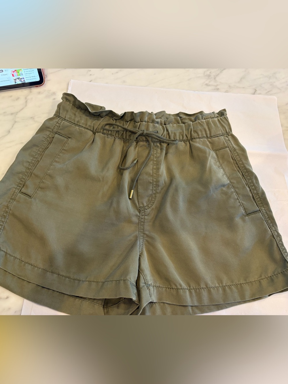 LOFT Olive Drawstring Utility Shorts